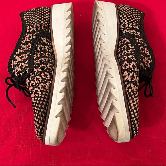 Zara Braided Leather Brown & Black Leather Bluchers Contrasting White Lo… - Picture 5 of 8